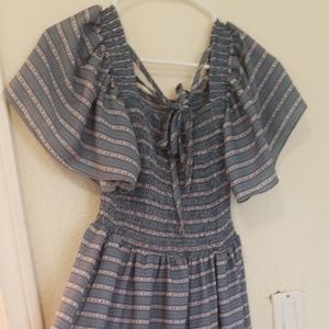 Blue flowers Korean dress